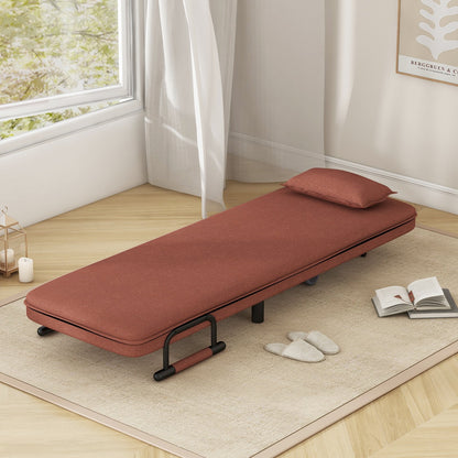 Modern 3 in 1 Sofa Chair Lounger Bed with Adjustable Backrest and Support Pillow in Brown