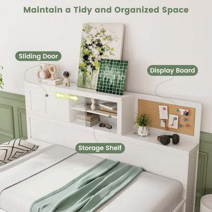 Wooden Daybed with 3 Drawers and Storage Shelves for Bedroom or Living Room - Twin Size