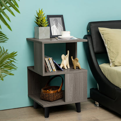 Set of 2 Modern Wooden Nightstands with Legs for Bedroom and Living Room
