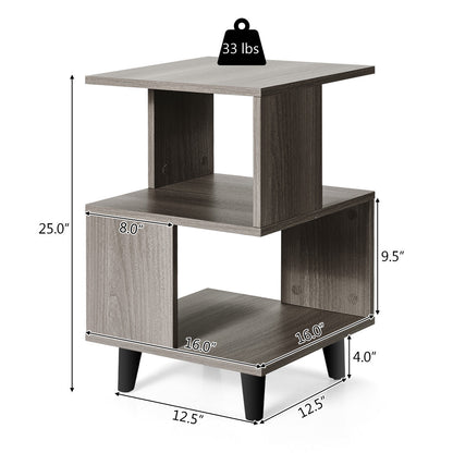 Set of 2 Modern Wooden Nightstands with Legs for Bedroom and Living Room
