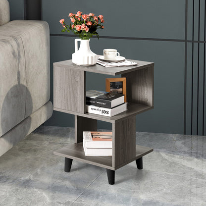 Set of 2 Modern Wooden Nightstands with Legs for Bedroom and Living Room