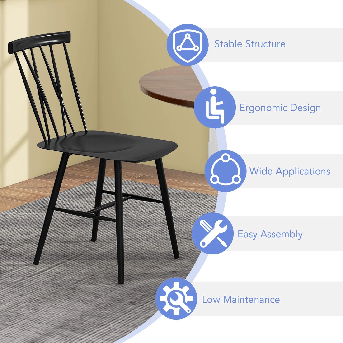 Pair of Modern Dining Chairs with Ergonomic Backrest for Comfort and Style