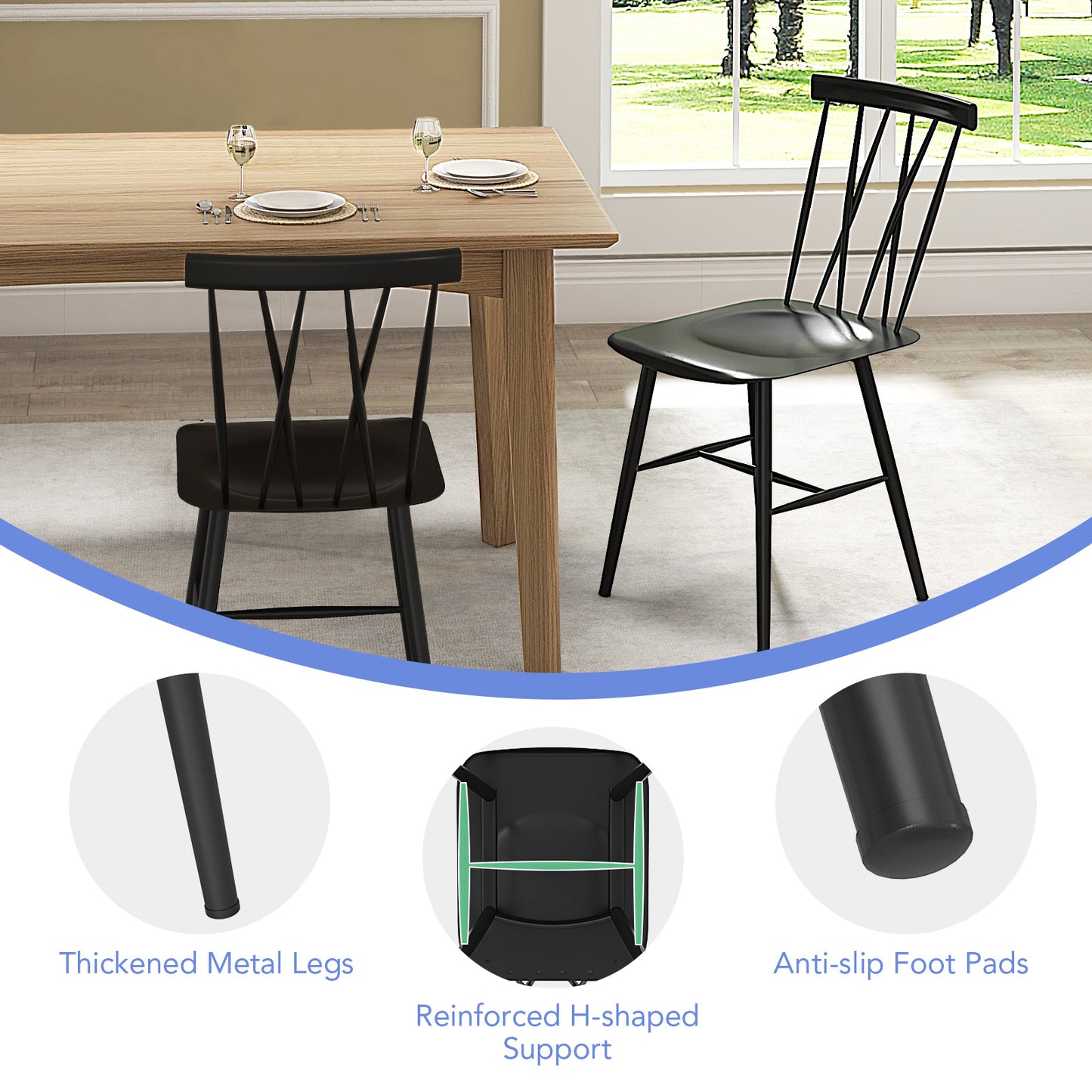 Pair of Modern Dining Chairs with Ergonomic Backrest for Comfort and Style