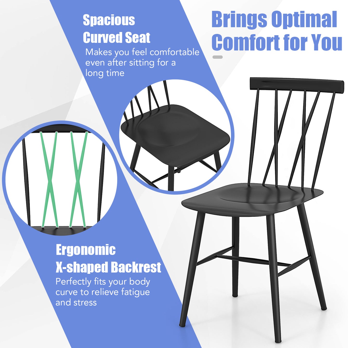 Pair of Modern Dining Chairs with Ergonomic Backrest for Comfort and Style