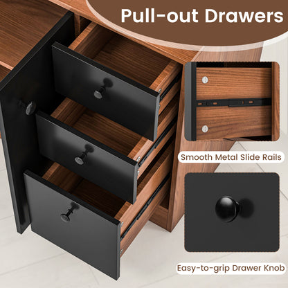 Tall Kitchen Pantry Cabinet with 3 Storage Cabinets 3 Drawers Adjustable Shelves and Countertop - Walnut