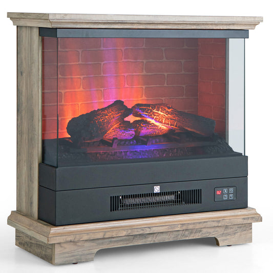 27" Freestanding Electric Fireplace with 3 Level Flame Effect & Adjustable Thermostat