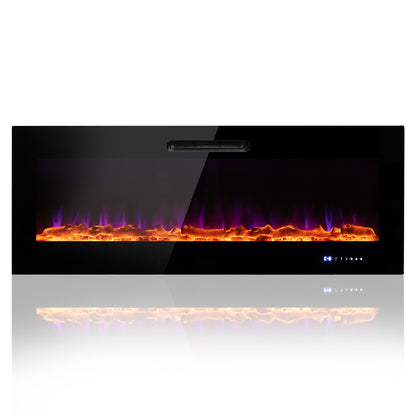 50/60 Inch Wall Mounted Electric Fireplace with Decorative Crystal & Log Options