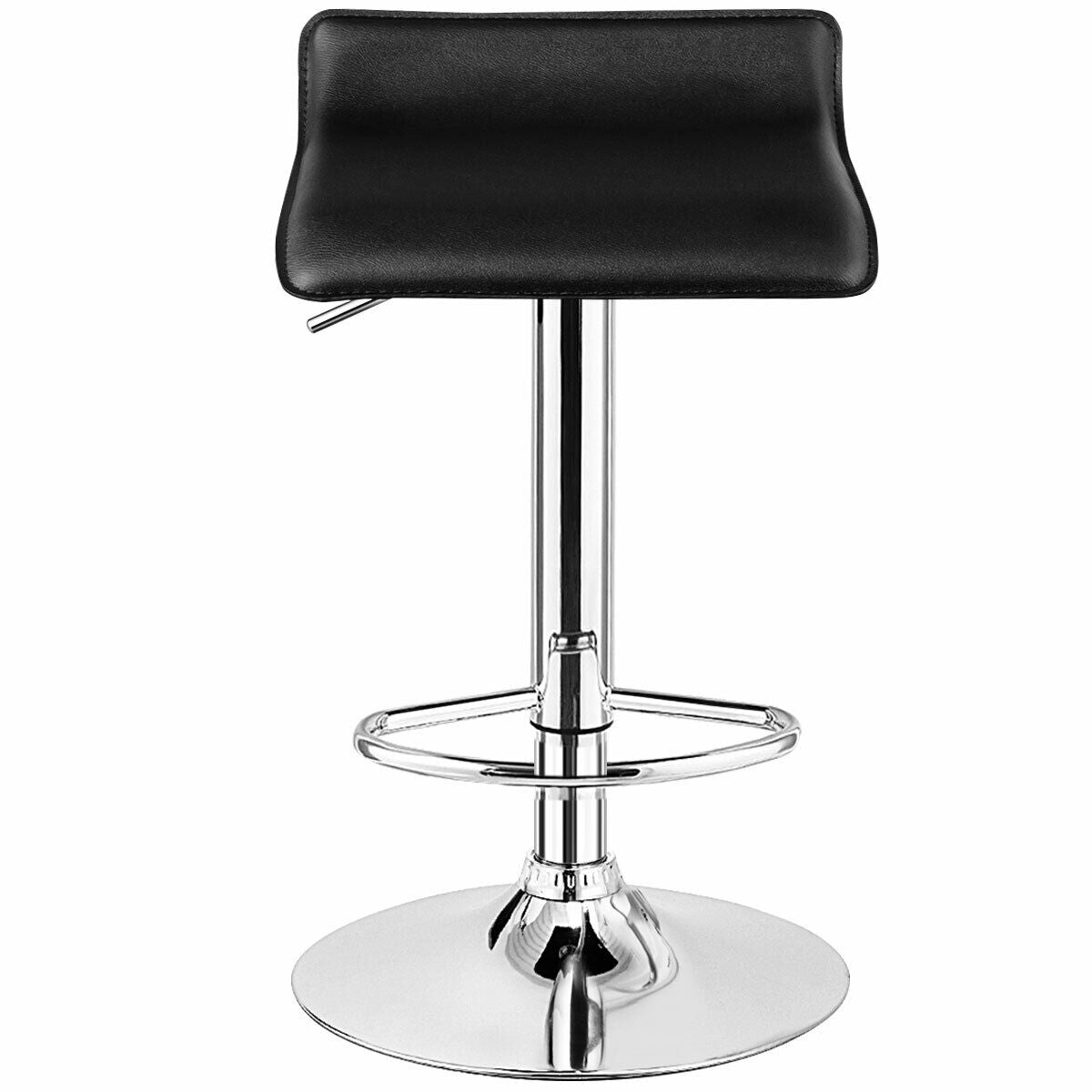 Set of 2 Adjustable Backless Bar Stools with PU Leather Seats and Chrome Steel Base in Black