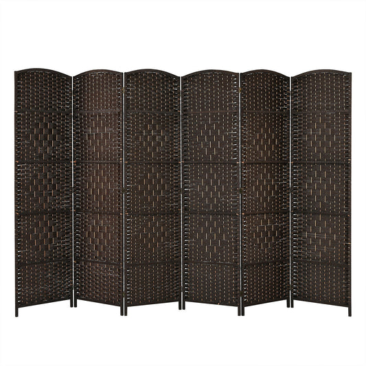 6.5ft 6 Panel Folding Room Divider Screen with Handwoven Fiber - Elegant Brown