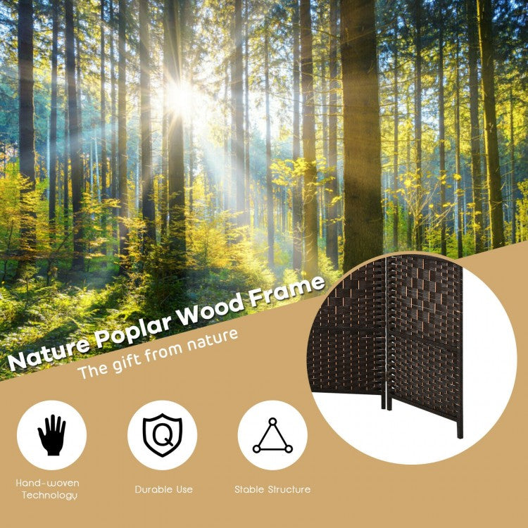 6.5ft 6 Panel Folding Room Divider Screen with Handwoven Fiber - Elegant Brown