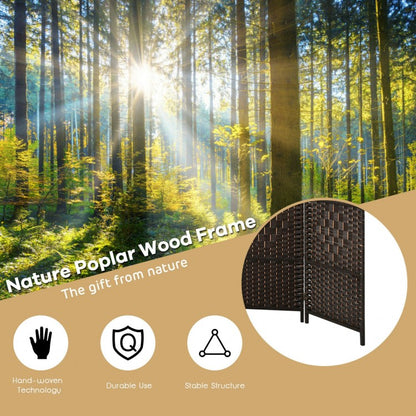 6.5ft 6 Panel Folding Room Divider Screen with Handwoven Fiber - Elegant Brown