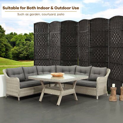 6.5ft 6 Panel Folding Room Divider Screen with Handwoven Fiber - Elegant Black