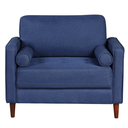 Spacious Linen Club Armchair with Cushions and Wooden Frame