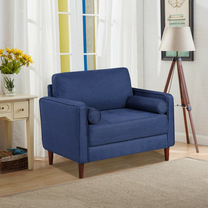 Spacious Linen Club Armchair with Cushions and Wooden Frame