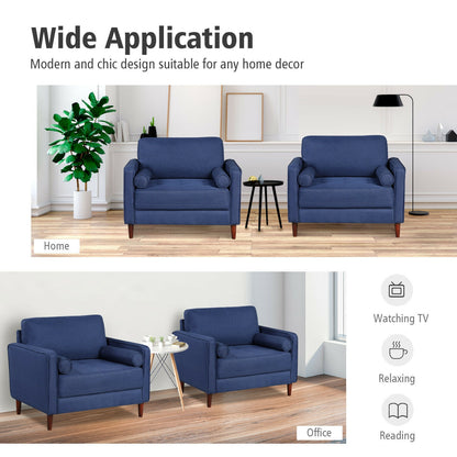 Spacious Linen Club Armchair with Cushions and Wooden Frame