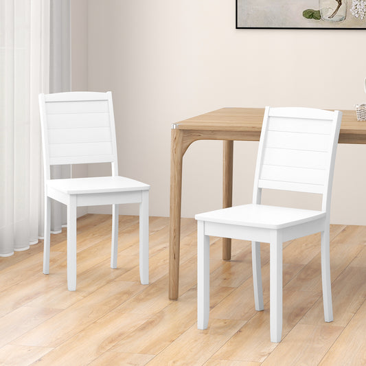 Pair of Cross Back Dining Chairs with Rubber Wood Frame for Farmhouse Style Seating - White