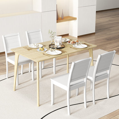 Pair of Cross Back Dining Chairs with Rubber Wood Frame for Farmhouse Style Seating - White
