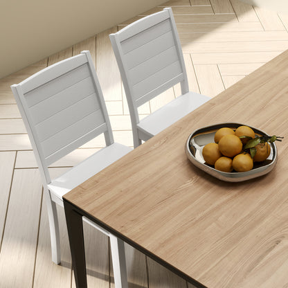 Pair of Cross Back Dining Chairs with Rubber Wood Frame for Farmhouse Style Seating - White