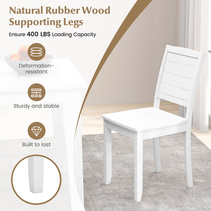 Pair of Cross Back Dining Chairs with Rubber Wood Frame for Farmhouse Style Seating - White