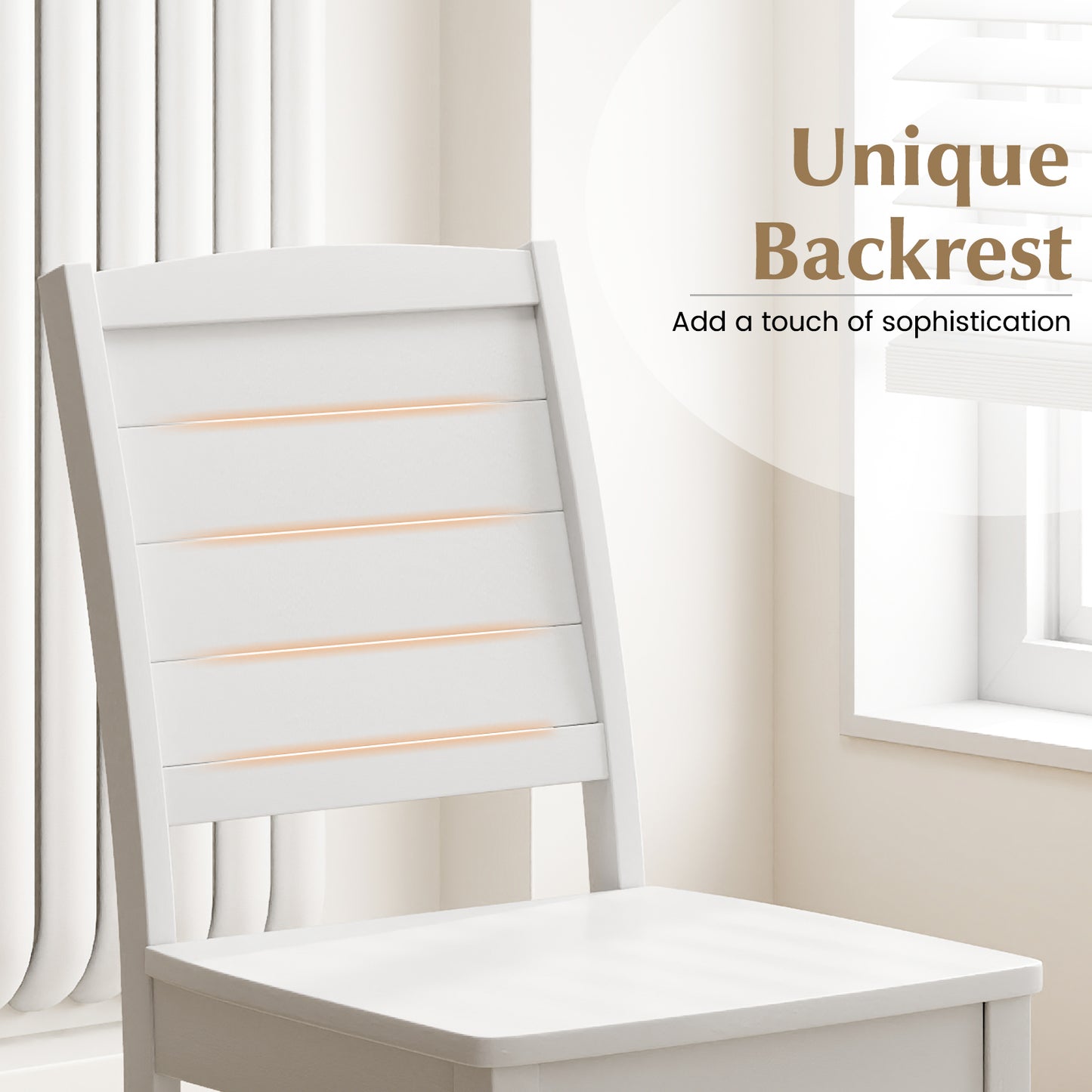 Pair of Cross Back Dining Chairs with Rubber Wood Frame for Farmhouse Style Seating - White
