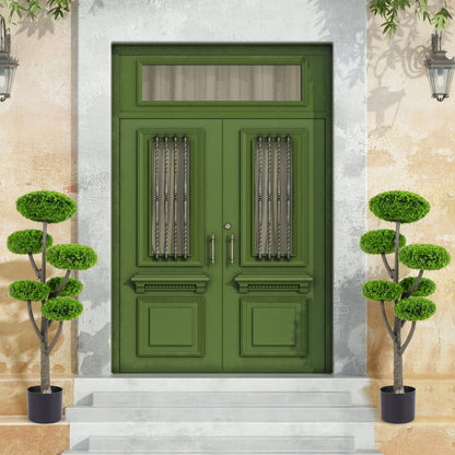 44" Artificial Boxwood Topiary Tree with Six Squash Balls, Faux Moss & Realistic Trunk