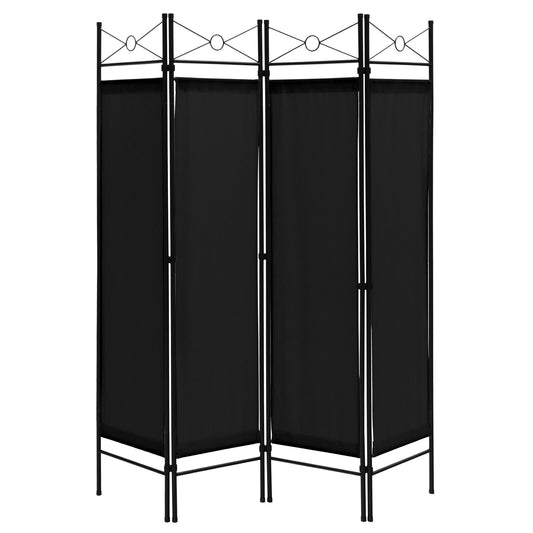 6 Foot 4 Panel Freestanding Folding Privacy Divider Screen - Black