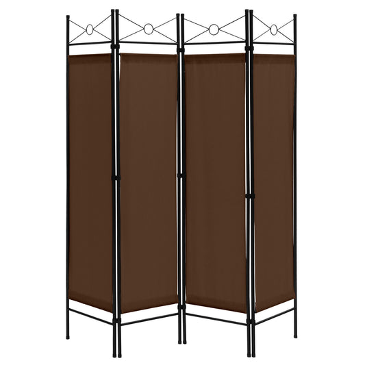 6 Foot 4 Panel Freestanding Folding Privacy Divider Screen - Brown