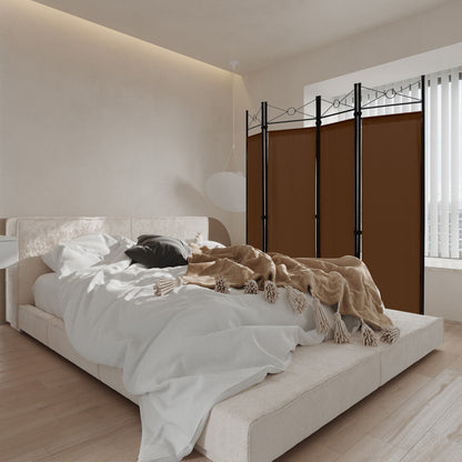 6 Foot 4 Panel Freestanding Folding Privacy Divider Screen - Brown