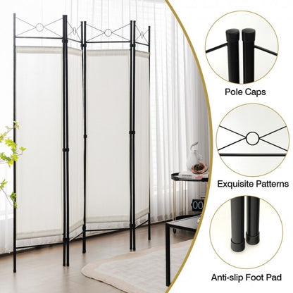 6 Foot 4 Panel Freestanding Folding Privacy Divider Screen - White