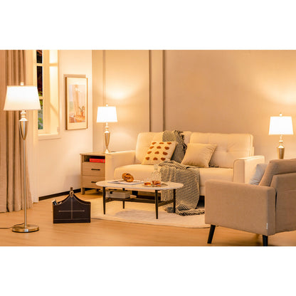 3 Piece Modern Lamp Set with 1 Floor Lamp and 2 Table Lamps for Any Space