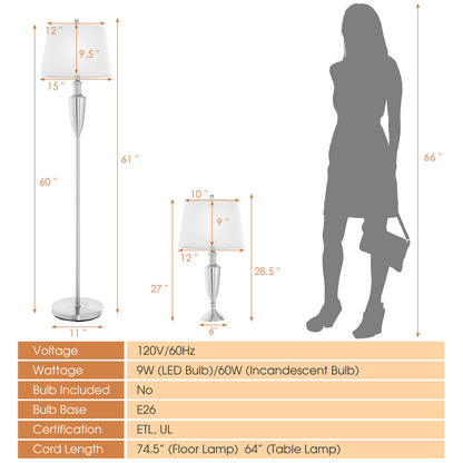 3 Piece Modern Lamp Set with 1 Floor Lamp and 2 Table Lamps for Any Space