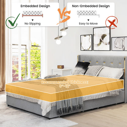 Upholstered Full/Queen Platform Bed Frame with High Adjustable Headboard and 4 Storage Drawers