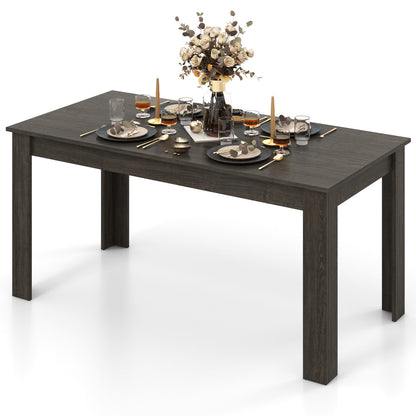 Modern 63 Inch Rectangular Dining Table with Grey Engineered Wood Top
