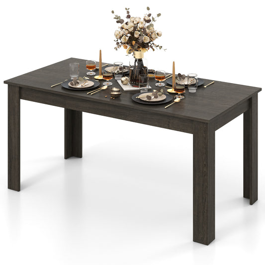 Modern 63 Inch Rectangular Dining Table with Grey Engineered Wood Top