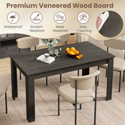 Modern 63 Inch Rectangular Dining Table with Grey Engineered Wood Top