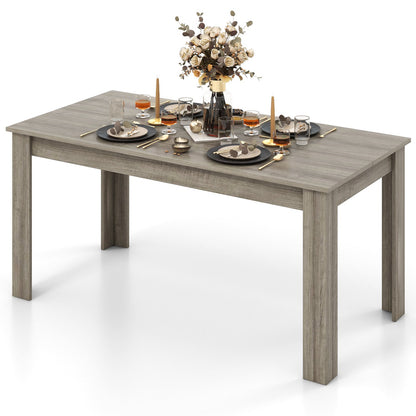 Modern 63 Inch Rectangular Dining Table with Light Grey Engineered Wood Top