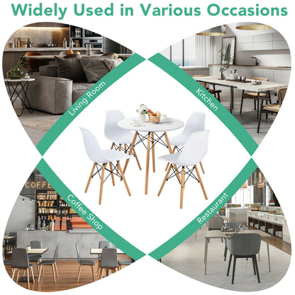 5 Piece Dining Set with Solid Wood Legs in White for Modern Kitchens