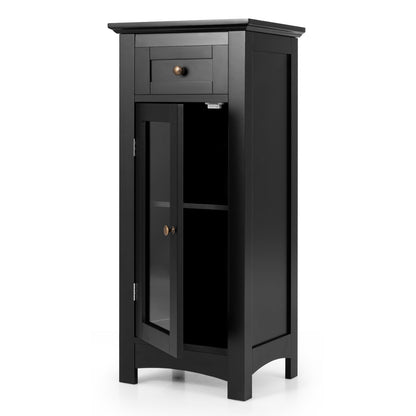 Modern Freestanding Bathroom Cabinet with Glass Door and Adjustable Storage
