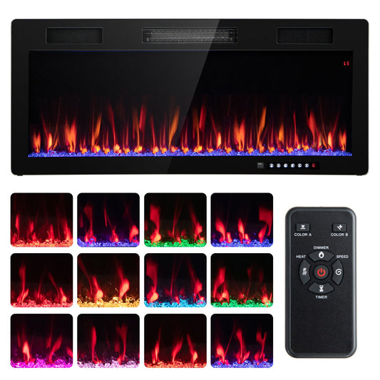 40/50/60 Inch Electric Fireplace for Recessed or Wall Mounted Installation, Fits 2' x 6' Stud