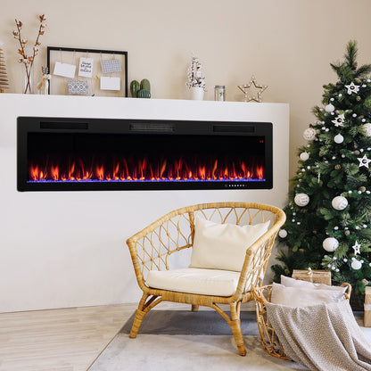 40/50/60 Inch Electric Fireplace for Recessed or Wall Mounted Installation, Fits 2' x 6' Stud