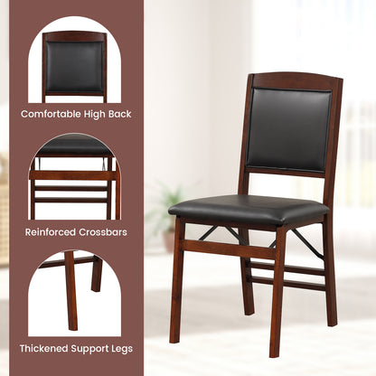 2-Piece Folding Dining Chairs with Padded Seat and High Backrest
