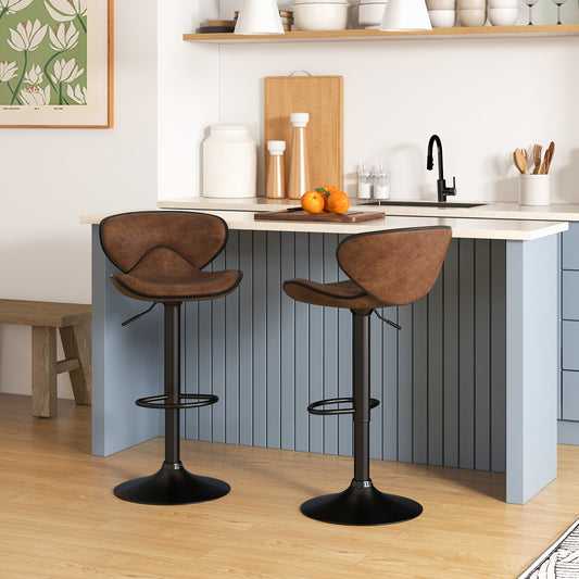 Adjustable Swivel Bar Chairs Set of 2 with Footrest and Cushioned Seat for Kitchen or Bar