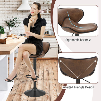 Adjustable Swivel Bar Chairs Set of 2 with Footrest and Cushioned Seat for Kitchen or Bar
