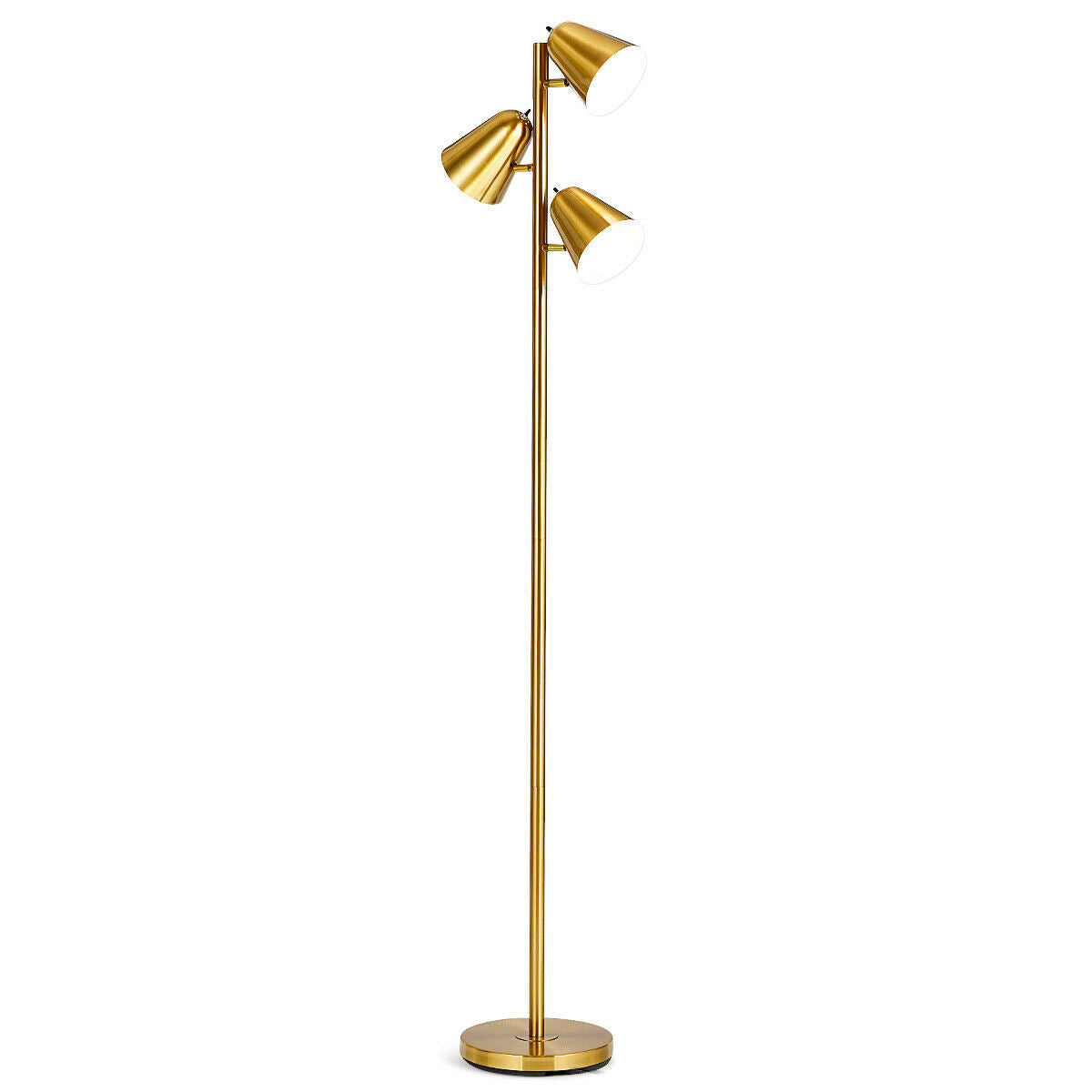 64 Inch 3 Light LED Floor Lamp with Adjustable Shades - Golden