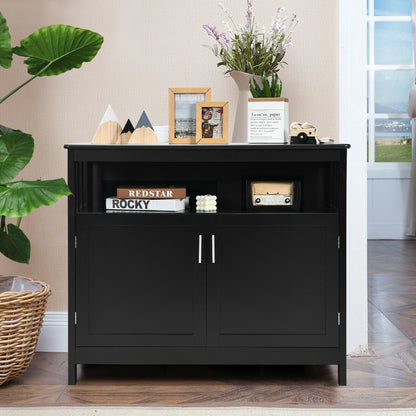 Kitchen Sideboard Buffet Cabinet with Adjustable Shelf and Double Doors for Dining Storage - Black