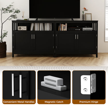 Kitchen Sideboard Buffet Cabinet with Adjustable Shelf and Double Doors for Dining Storage - Black