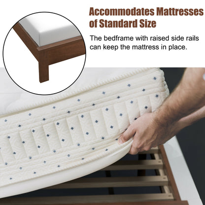 Premium Queen Size Platform Bed Frame with High Headboard and Solid Rubber Wood Legs – Walnut