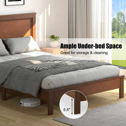Premium Queen Size Platform Bed Frame with High Headboard and Solid Rubber Wood Legs – Walnut