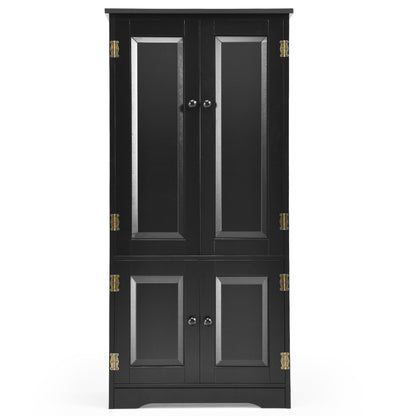 Antique 2 Door Accent Floor Cabinet with Adjustable Shelves and Spacious Storage - Black