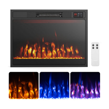 23 Inch Electric Fireplace Heater with Adjustable Flame Color and Brightness – 750W/1500W